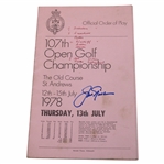 Jack Nicklaus Signed 1978 The Open at St. Andrews Thursday Order of Play Booklet JSA ALOA