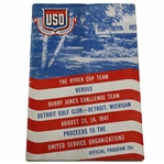 1941 The Ryder Cup Team vs. Bobby Jones Challenge Team at Detroit GC Official Program - Rare