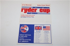 1975 Ryder Cup Draw Sheet & European Team Insert - Laurel Valley Golf Club 