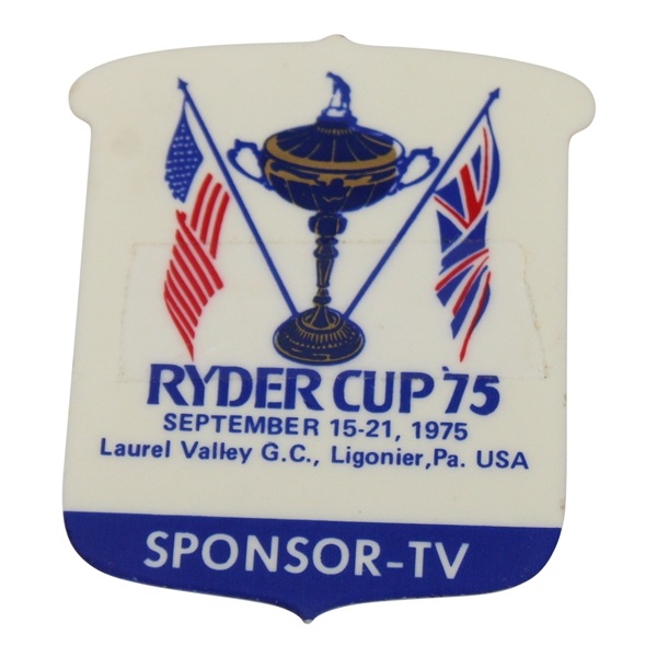 1975 Ryder Cup Laurel Valley Golf Club TV Sponsor Badge