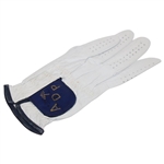 Classic Arnold Palmer 'ADP' Left Handed White w/Navy Golf Glove in Excellent Condition