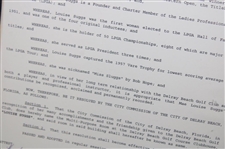Louise Suggs Avenue Renaming in Delray Beach Proclamation - Framed WGHoF Collection