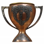 Vintage Silver Overlay on Copper Dual Handle Trophy Cup