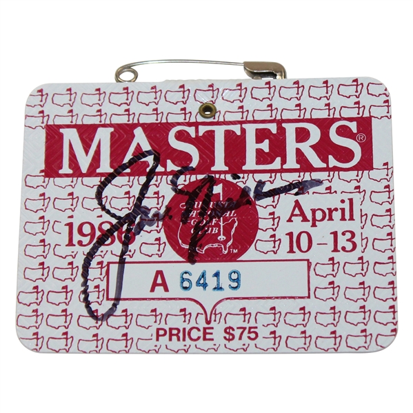 Jack Nicklaus Signed 1986 Masters Tournament SERIES Badge #A6419 JSA ALOA
