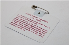 Jack Nicklaus Signed 1986 Masters Tournament SERIES Badge #A6419 JSA ALOA