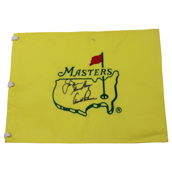Palmer, Nicklaus & Player Big Three Signed Undated Masters Tournament Embroidered Flag JSA ALOA
