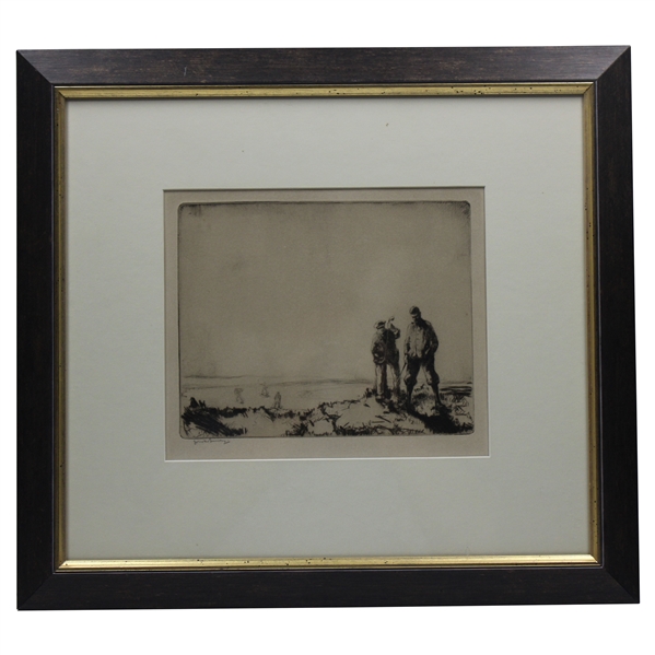 c.1922 Golfer in Rough Etching Signed by Artist John Rankin Barclay - Framed