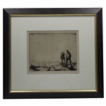 c.1922 Golfer in Rough Etching Signed by Artist John Rankin Barclay - Framed