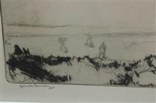 c.1922 Golfer in Rough Etching Signed by Artist John Rankin Barclay - Framed