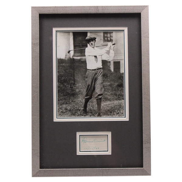 Francis Ouimet Signed 1949 Index Card w/Photo Display JSA ALOA