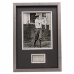 Francis Ouimet Signed 1949 Index Card w/Photo Display JSA ALOA