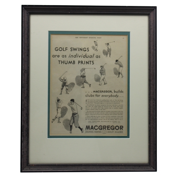 Macgregor Saturday Evening Post Vintage Golf Ad - Framed