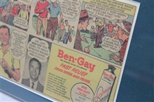 Ben Hogan Signed Cut w/Cartoon Ad Framed Display JSA ALOA