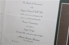 1946 Augusta National Golf Club Masters Invitation, Photo & Rules Display 