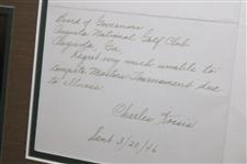 1946 Augusta National Golf Club Masters Invitation, Photo & Rules Display 