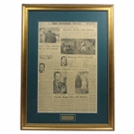 1960 Golfs Great Bobby Jones Detroit News Article - Framed