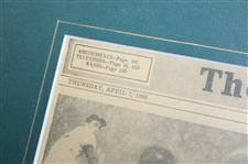 1960 Golf's Great Bobby Jones Detroit News Article - Framed