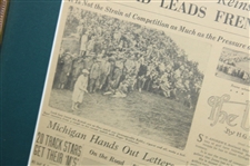 1930 Detroit News Article w/Bobby Jones First Day of issue Display 