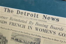 1930 Detroit News Article w/Bobby Jones First Day of issue Display 