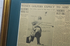 1934 Bobby Jones Detroit News Article Framed Display
