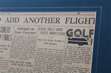 1934 Bobby Jones Detroit News Article Framed Display