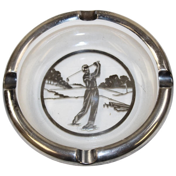 Post Swing Golfer Overlay Glass Ash Tray