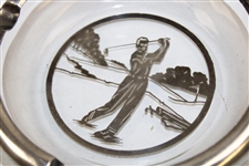 Post Swing Golfer Overlay Glass Ash Tray