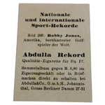 1932 Bobby Jones Abdulla Co. German Sports Records Card #200