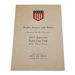1937 Ryder Cup USA Team Signed Winner Buffet Menu with Original Photo JSA ALOA