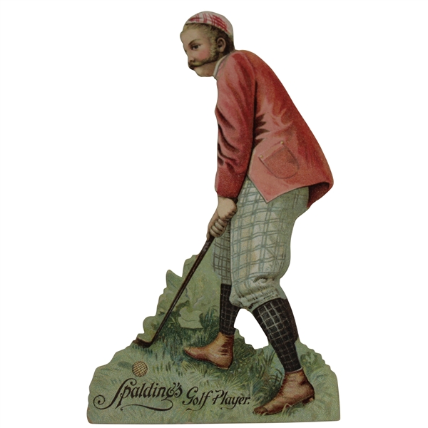 1896 AG Spalding & Bros Golf Player Die Cut Ad Stand Up Card 