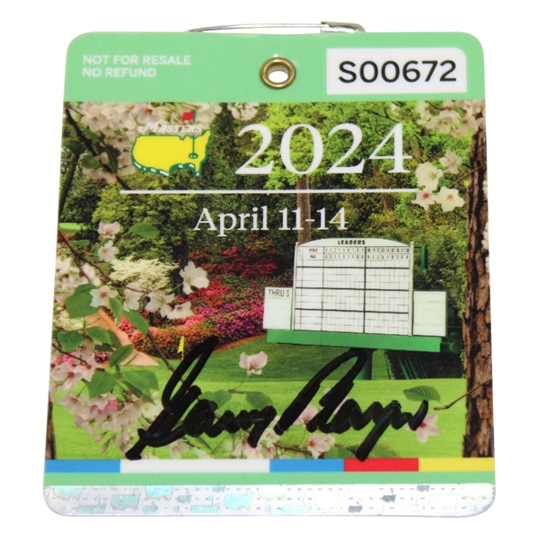 Gary Player Signed 2024 Masters Tournament SERIES Badge #S00672 JSA ALOA