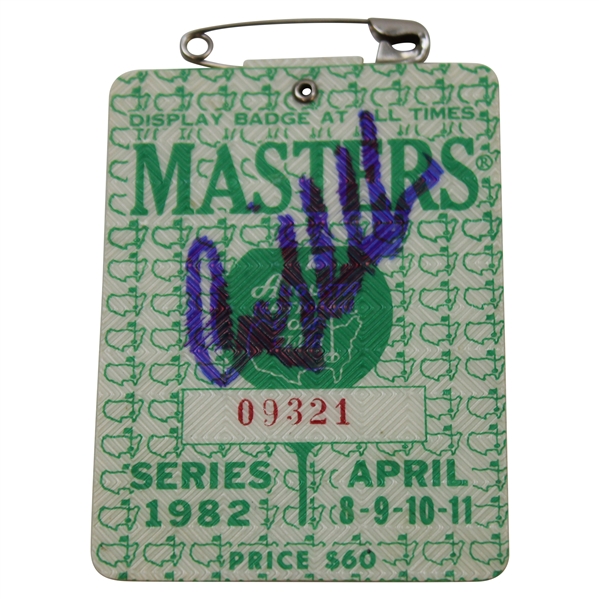 Craig Stadler Signed 1982 Masters Tournament SERIES Badge #09321 JSA ALOA