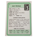 Jack Nicklaus Signed 1981 PGA Tour Rookie Golf Card JSA ALOA