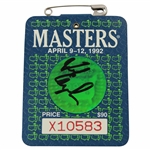 Fred Couples Signed 1992 Masters Tournament SERIES Badge #X10583 JSA ALOA