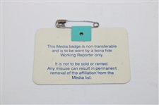 Nick Faldo Signed 1989 Masters Tournament Media Badge #107 JSA ALOA