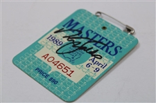 Nick Faldo Signed 1989 Masters Tournament SERIES Badge #A04651 JSA ALOA
