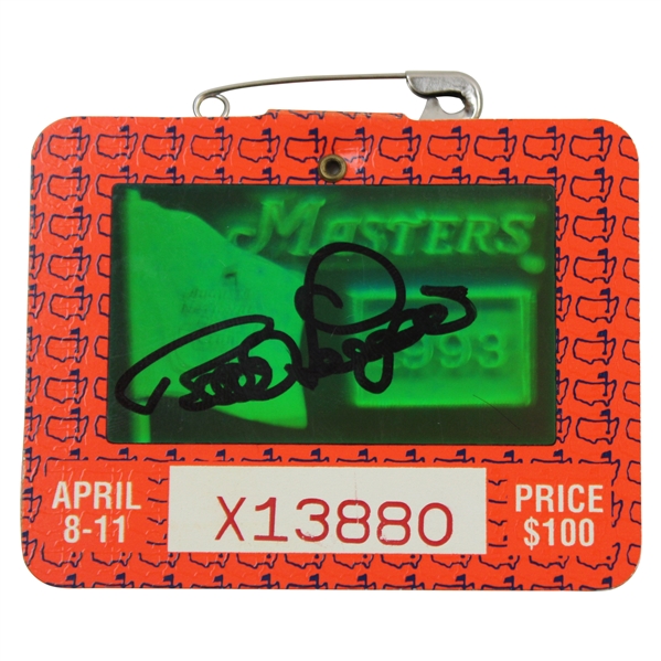 Bernhard Langer Signed 1993 Masters Tournament SERIES Badge #X13880 JSA ALOA