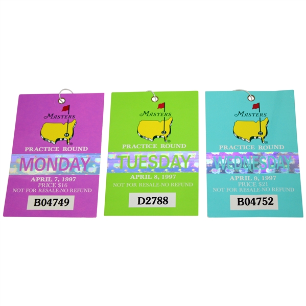 1997 Masters Tournament Monday, Tuesday & Wednesday Tickets - Tiger Win