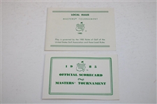 1985 Masters Tournament Official Scorecard w/Thursday, Saturday & Sunday Pairing Sheets