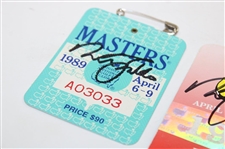 Nick Faldo Signed 1989, 1990, & 1996 Masters Tournament SERIES Badges JSA ALOA