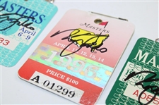 Nick Faldo Signed 1989, 1990, & 1996 Masters Tournament SERIES Badges JSA ALOA