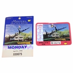 Mark O Meara Signed 1998 Masters SERIES Badge & Monday Practice Rd Ticket JSA ALOA