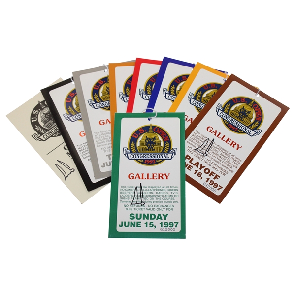 Ernie Els Signed 1997 US Open at Congressional Ticket Set JSA ALOA