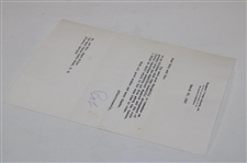 Bobby Jones Signed 1967 Typed Letter with Birthday Appreciation Content JSA ALOA