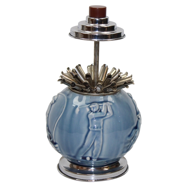 Circa 1920s Rookwood Golf & Other Sports Blue Cigarette Dispenser