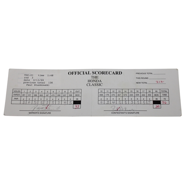 Payne Stewart & Paul Stankowski Signed 1999 Honda Classic Scorecard