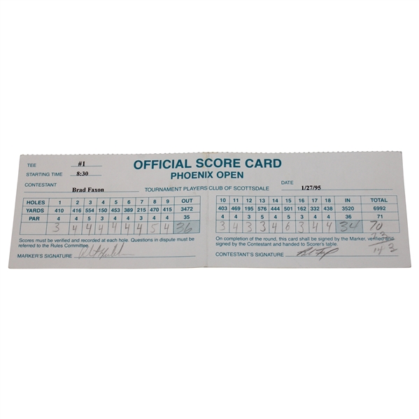 Phil Mickelson & Brad Faxon Signed 1995 Phoenix Open Scorecard