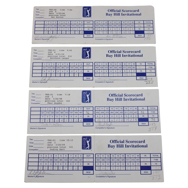 Watson, Mickelson, Stewart & Five (5) Others Signed Bayhill Invitational Scorecards
