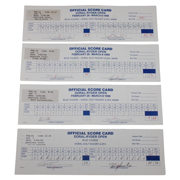 Norman, Cink, Duval & Five (5) Others Signed Doral Ryder Open Scorecards
