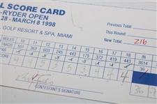 Faldo, Azinger, Price & Five (5) Others Signed 1998 & 1999 Doral Ryder Open Scorecards